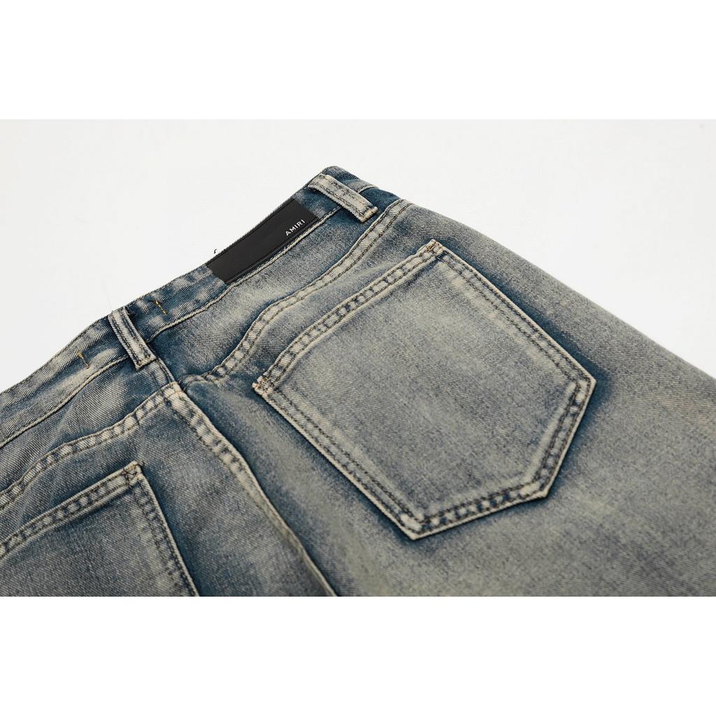 M15 Amiri Herren- und Damen-Jeans im amerikanischen Stil mit Stoffflicken, Löchern, Stickereien, lässige und modische High-Street-Hosen