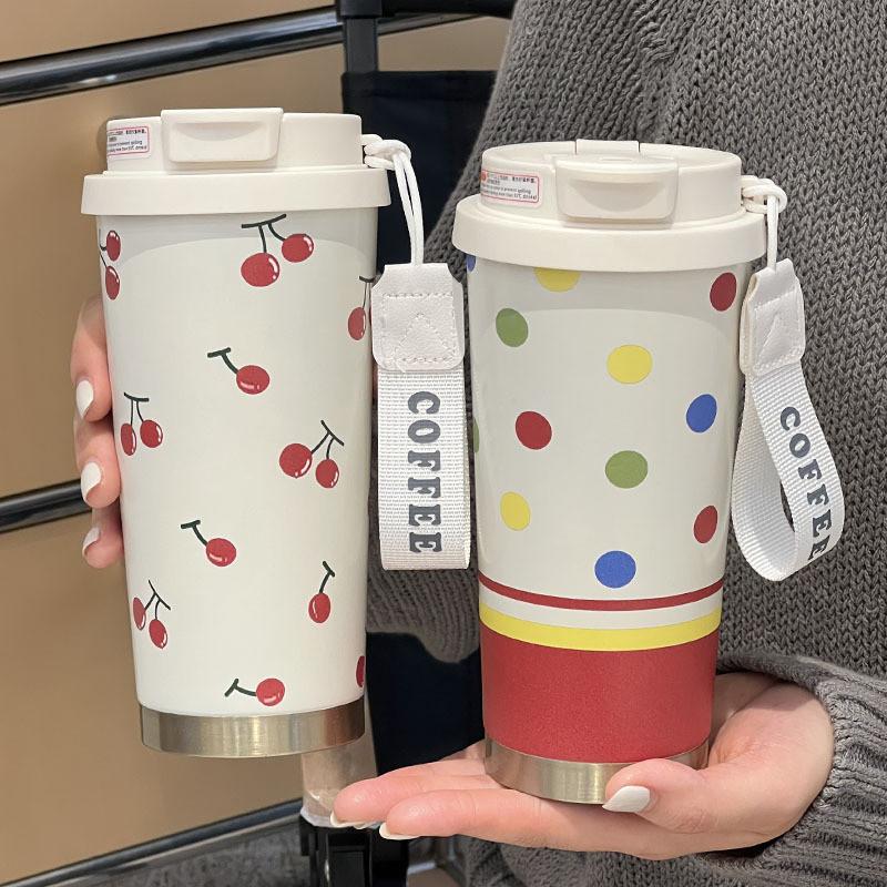 Insulated Travel Mug With Straw For Office And Outdoors 500ml Stainless Steel Durable Gift For Men Women