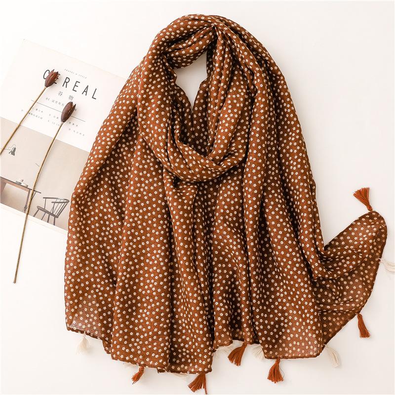 Women Spain Fashion Viscose Scarf Lovely Sunflower Tassel Shawl Wrap Neck Pashmina Stole Winter Foulard Bufandas Muslim Hijab