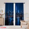 2D flat printing 2pcs Window Treatment Curtains skyline (3) Durable 100% Polyester Fabric  Without Electricity Festive Backdrops