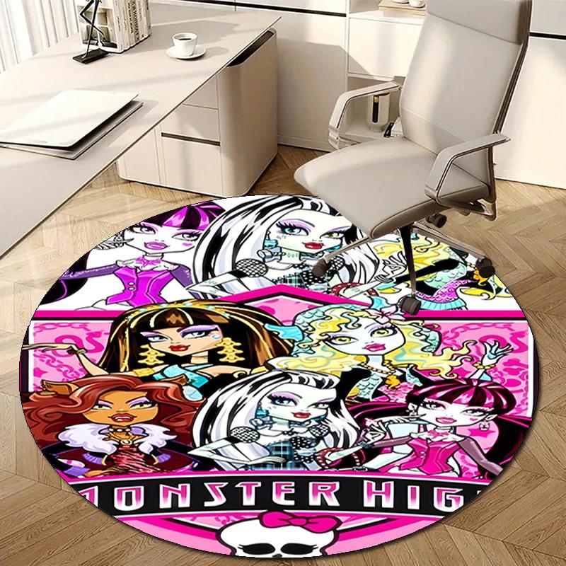 1pc Monster High Draculaura2 Design Printed Area Round Carpet for Bedroom Living Room Home Decor Rugs Mat Non Slip Mat Rug for Bedside