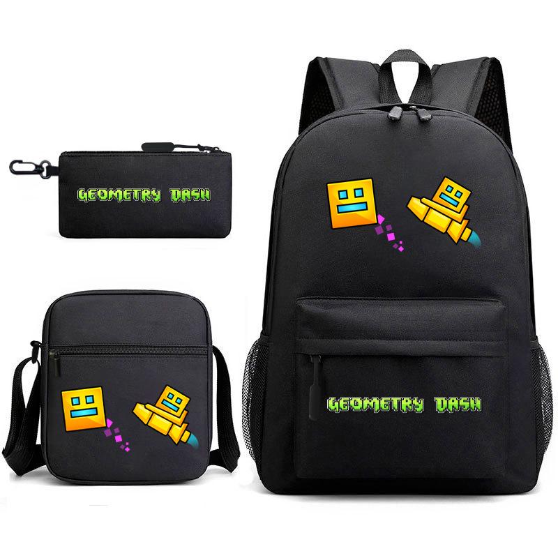 Geometry Sprint Game Backpack Geometry Dash Heat Transfer Backpack Elementary School Bag Leisure Bag