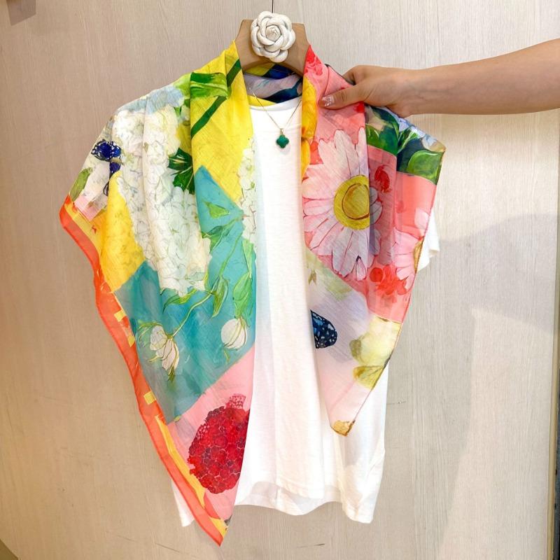 New Chinese Style 90cm Square Scarf Women S Versatile Doli Yarn Scarf For Head And Shoulder