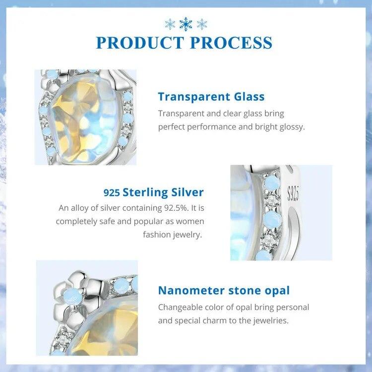 WOSTU 925 Sterling Sølv Smeltende Is Snøkrystall Anheng Blå Opal Kjærlighetshjerte Regnbue Charm Passer Original Armbånd DIY Vintergave