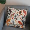 2D Colorful Koi Fish Pattern Decorative Pillow Cover Pattern Cushion Cover Suitable For Sofa Bedroom Car Pillow Cover