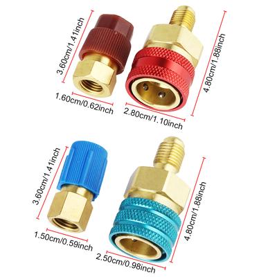 R1234YF Quick Fitting Coupler Connector Car Tools High Low Side Adapter Fitting Car Air Conditioning Refrigerant Brass Adapters