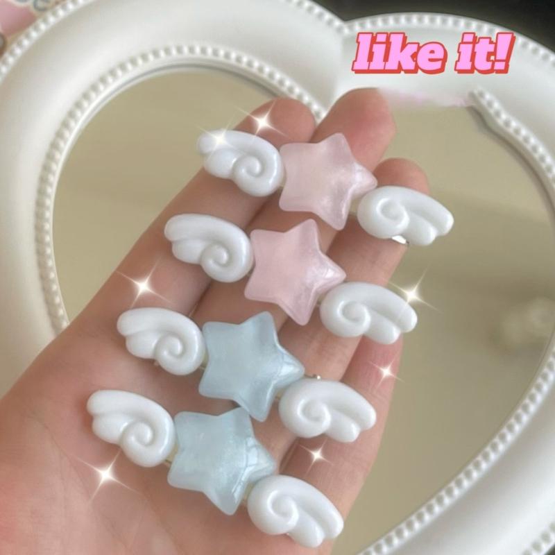 Sweet Duckbill Star Wing Shape Hair Pin Teen Adult Jelly Style Side Hair Clip