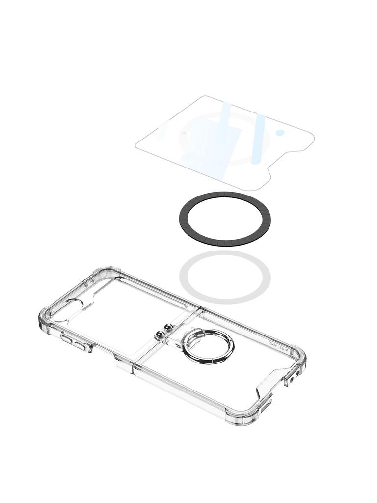 Samsung Flip6 Foldable Phone Case: Anti-collision Protective Cover with Airbag, Finger Ring, and Wireless Charging Compatibility