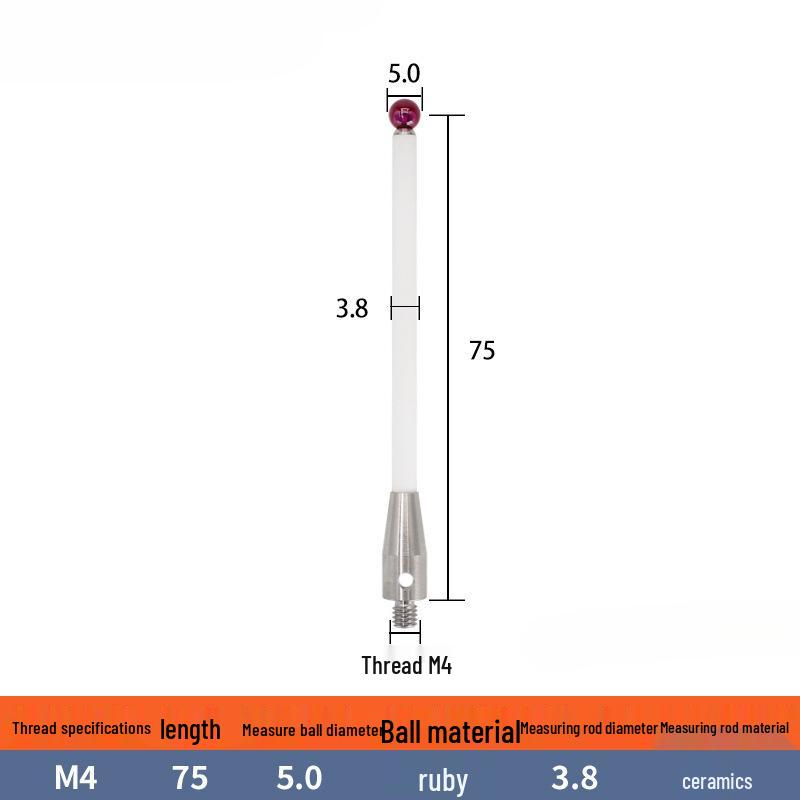 M4 Ceramic Rod Touch Probe - Jewel A-5000-3709/372