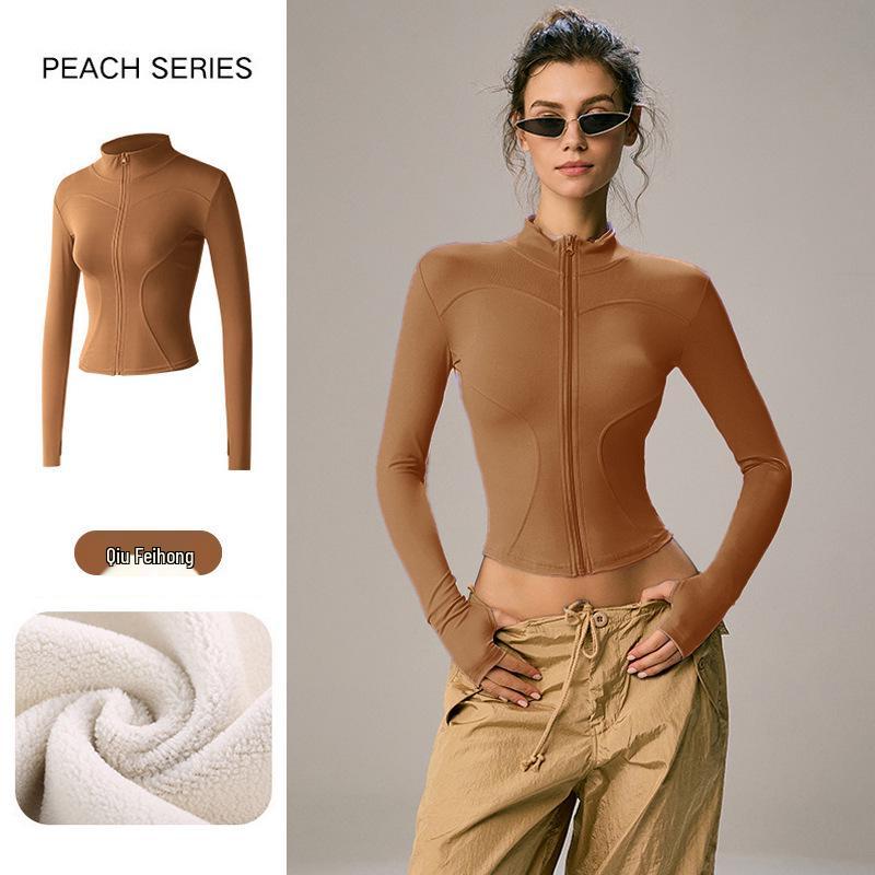 

Women s Slim-Fit Stand-Collar Velvet-Lined Sports Jacket for Running and Yoga - Autumn/Winter Outdoor Fitness Top XXXL