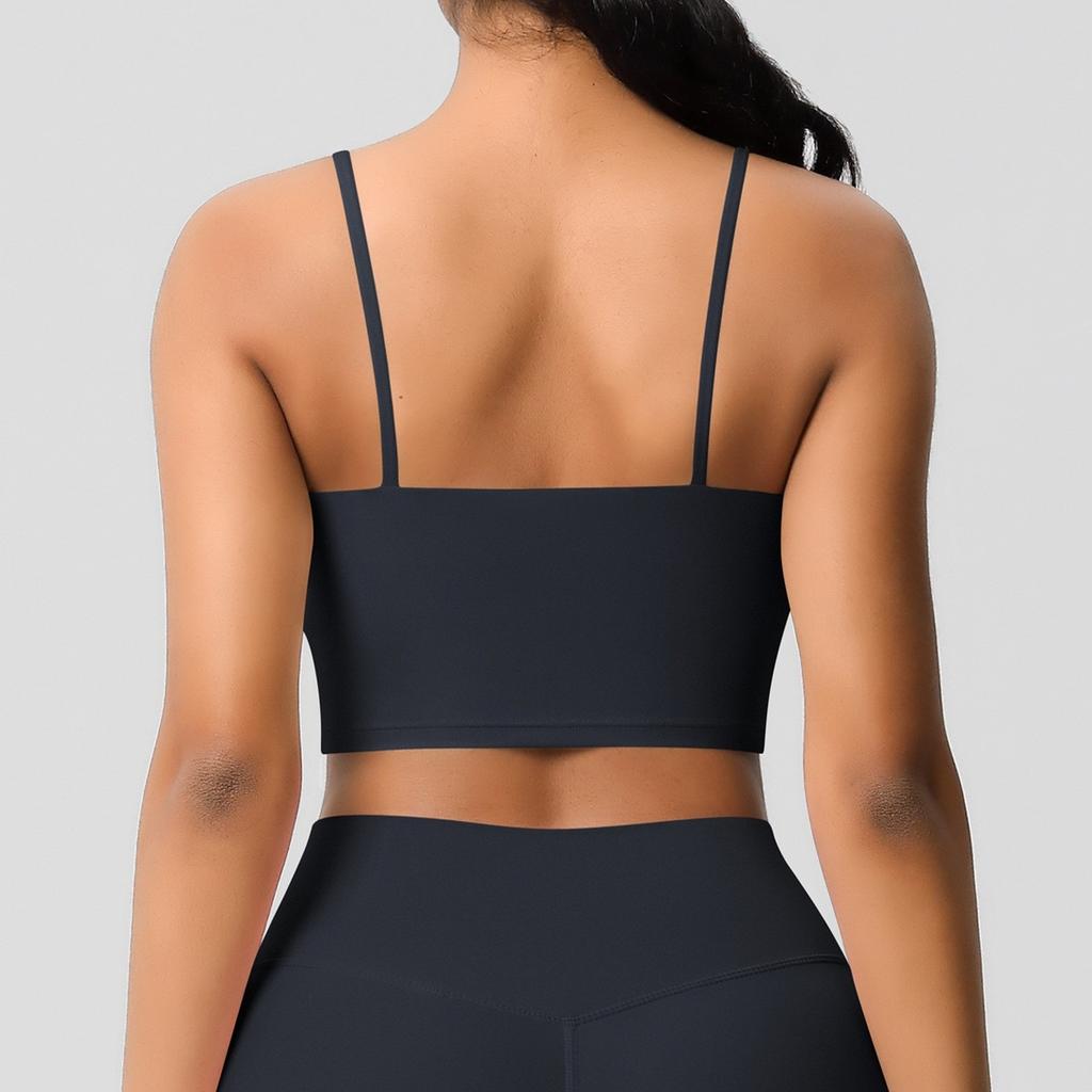 Women's Y Back Sports Bra - Padded Low Impact Spaghetti Thin Strap Workout Yoga Top