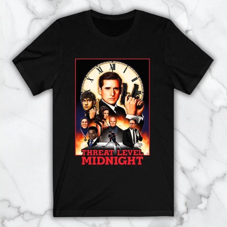 The Office Threat Level Midnight TV Series Men s Black Graphic T Shirt Fr XXXXL