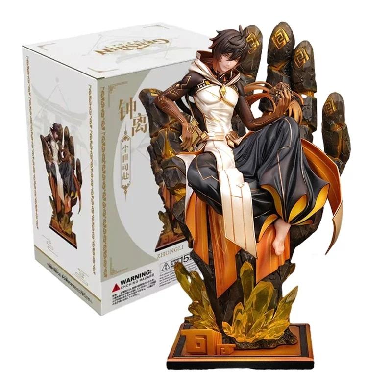 Discover Intime 26Cm Genshin Impact Anime Figure Zhongli Action Figure The World Can Go Pvc Collectible Activity Model Doll Ornaments Playthings Gifts