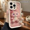 Phone Case: 2D Flat Design Suitable for iPhone 18 17 16 15 14 13 Pro Step Protection Case, Pink Little Bunny, Christmas and Halloween Gift