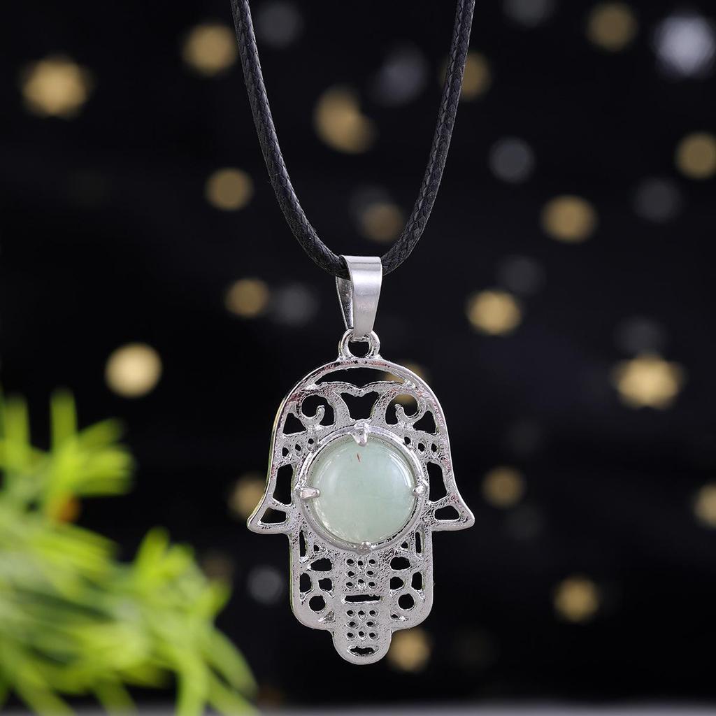 Amethyst Rose Quartz Tiger's Eye Fatima Hand Pendant