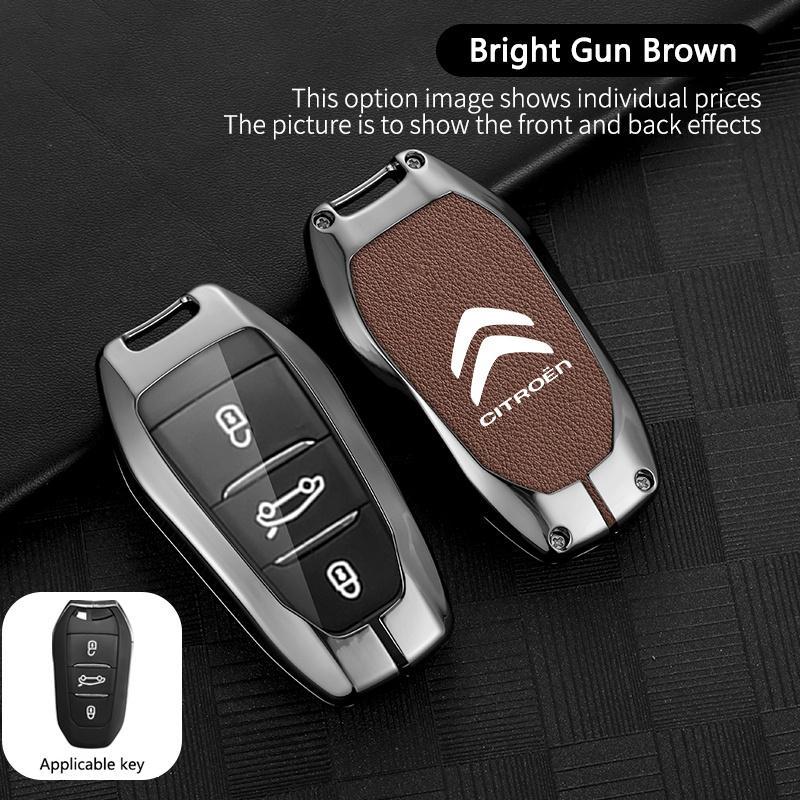 Zinc Alloy Leather Car Key Case Cover Protector Shell Keychain For Citroen C1 C2 C4 C6 C3-XR Picasso Grand DS3 DS5 Accessories