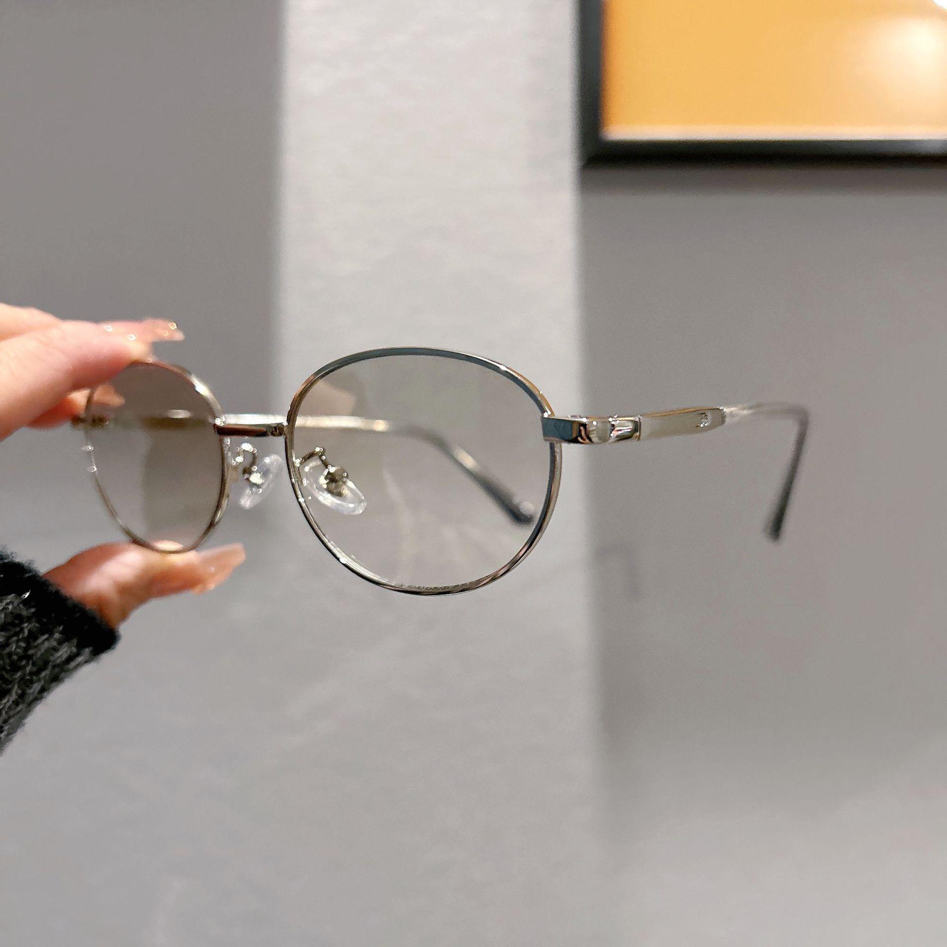 

2026 Korean Style Round Metal Frame Retro Sunglasses, UV Protection Fashionable Driving Glasses