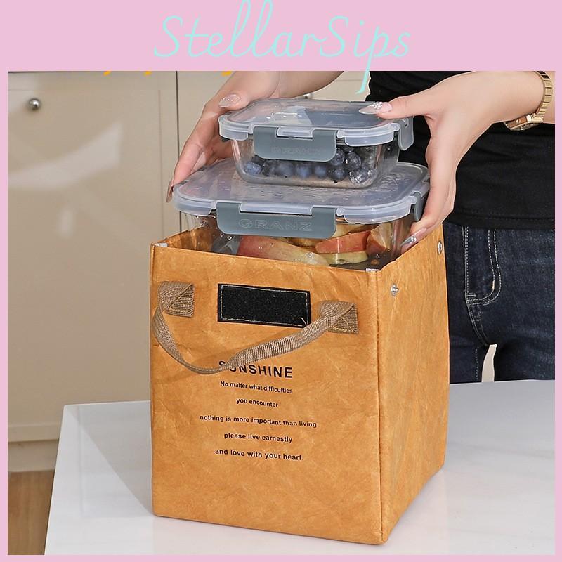 Dupont Material Modern Minimalist Style Letter Lunch Tote For School Commuting