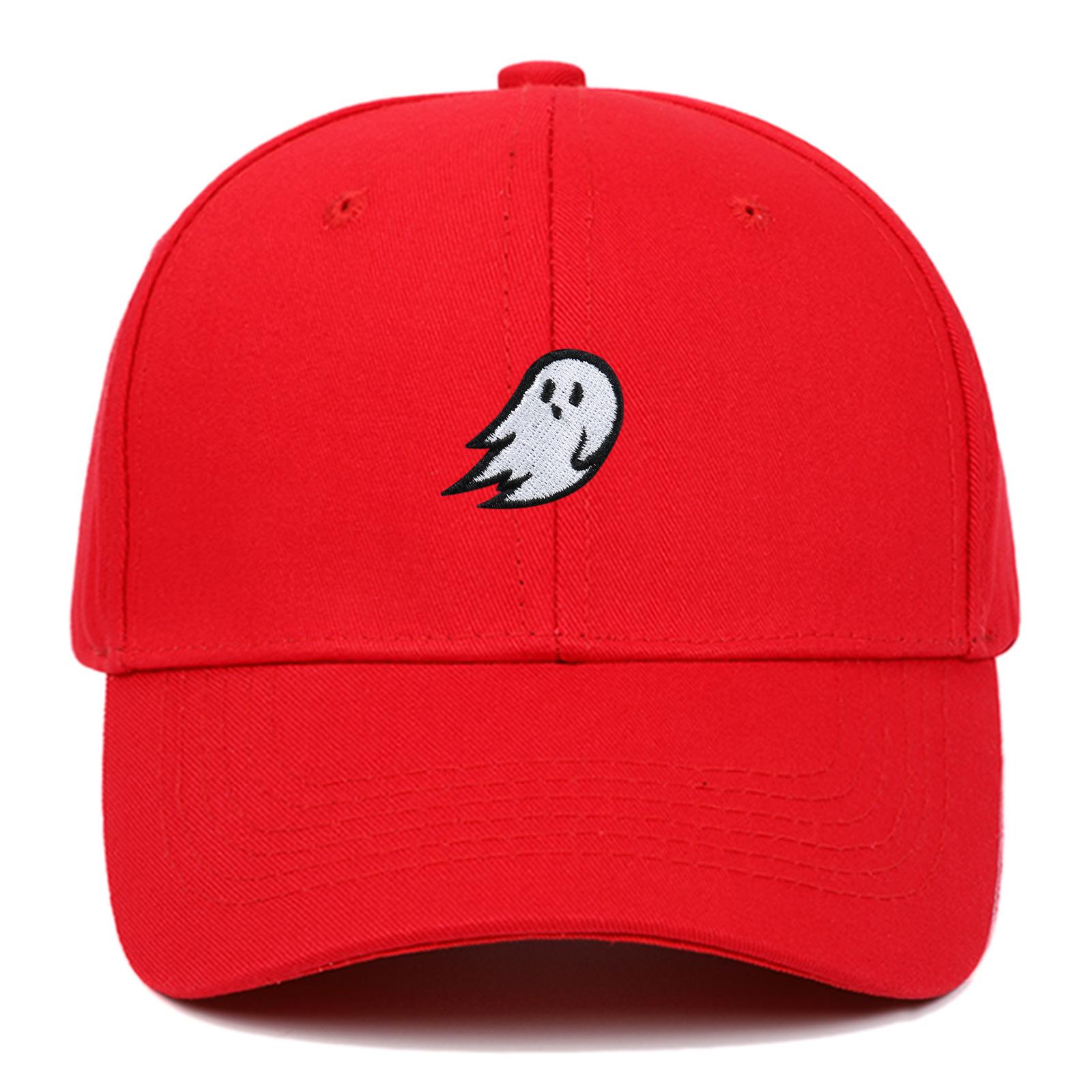 Ghost Embroidery Baseball Cap - Unisex Summer Sports Hat, Custom Logo, Various Colors Adjustable красный