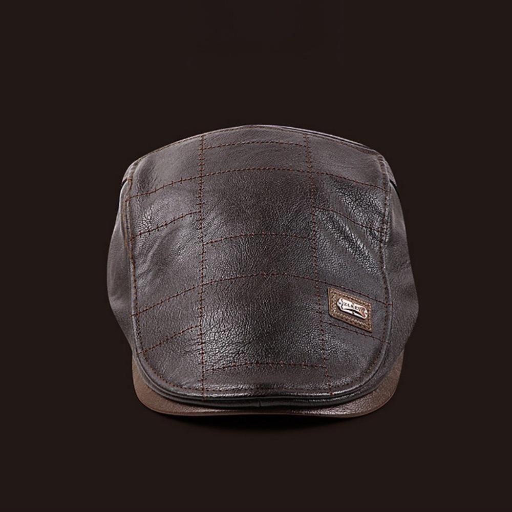 

Pu Leather Caps with Metal Letter Labels Men Hats Berets British Western Style Ivy Cap Classic Winter Men s Vintage Beret