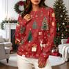 Women's Casual Long Sleeve Christmas Graphic Crewneck Sweatshirt Pullover Top for Holiday Wear