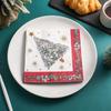 Red-Edged Colorful Christmas Tree Printed Paper Napkins - Party Gathering Square Soy Ink Napkins