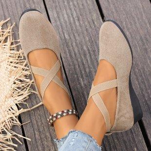 Spring and summer black matte crossheeled single shoes, comfortable softsoled shallowmouth women's shoes, commuting versatile ma