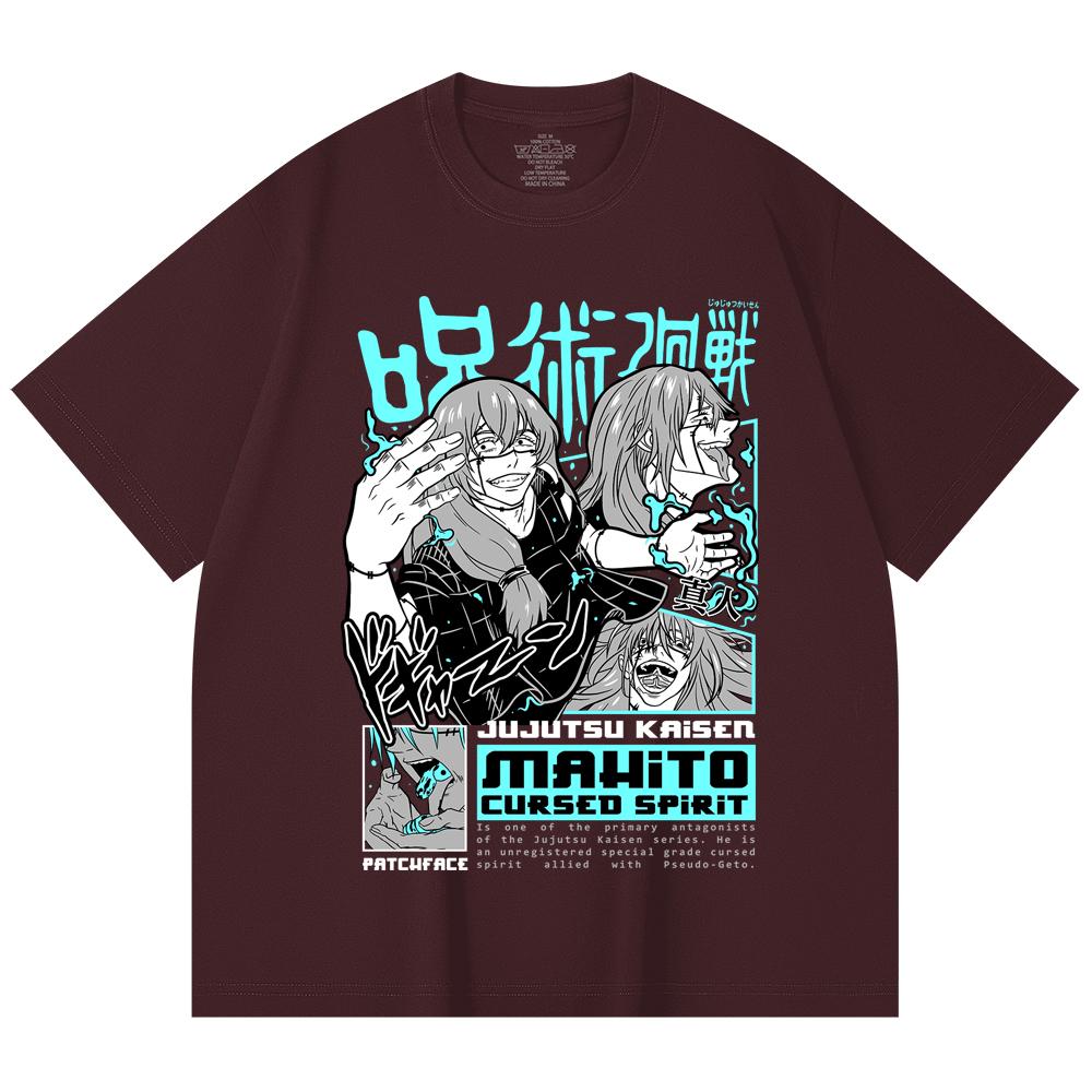 

230 Gsm 100% Cotton Jujutsu Kaisen V63 Mahito Print Unisex Heavy Cotton T Shirt 2XL