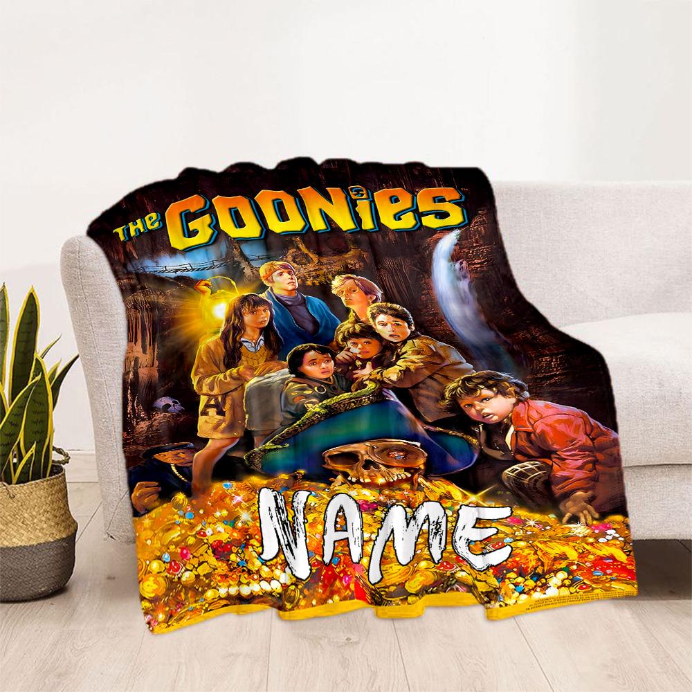 Goonies Adventure Begins Personalized Text Blanket Throw Customizable Blanket Comfortable Perfect for Office Couch Sofa Chair All-Season Use