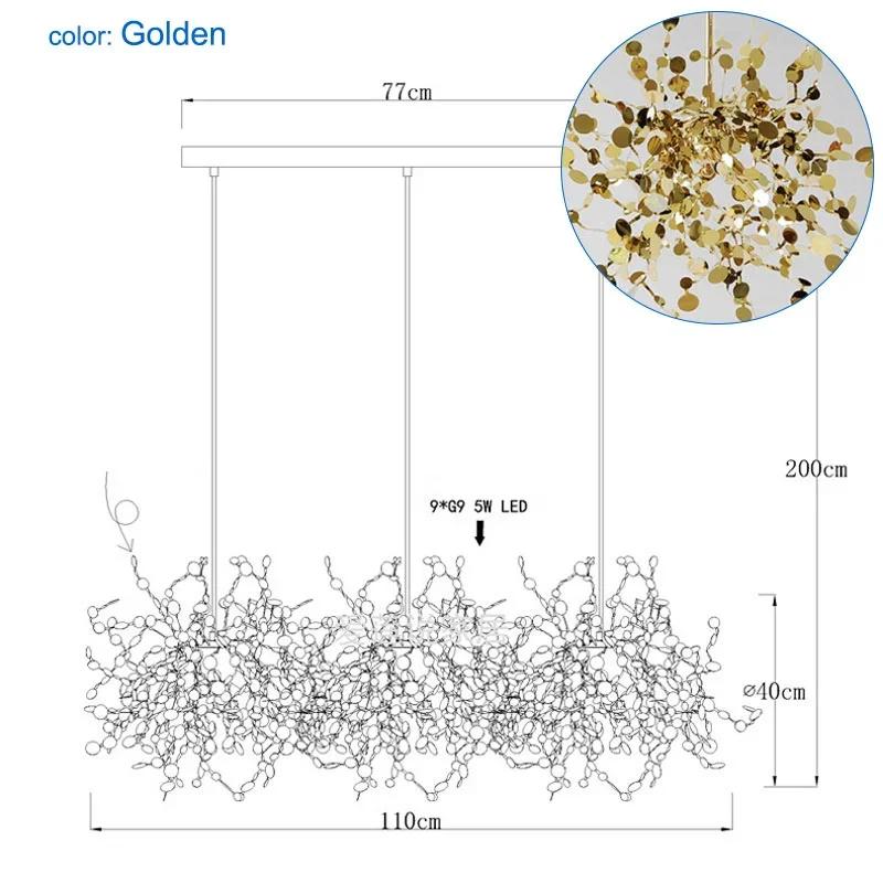 Modern Restaurant Chandelier Stainless Steel Lighting Fixtures Luxury LED Chandelier Coffee Shop Decoration Home Appliance