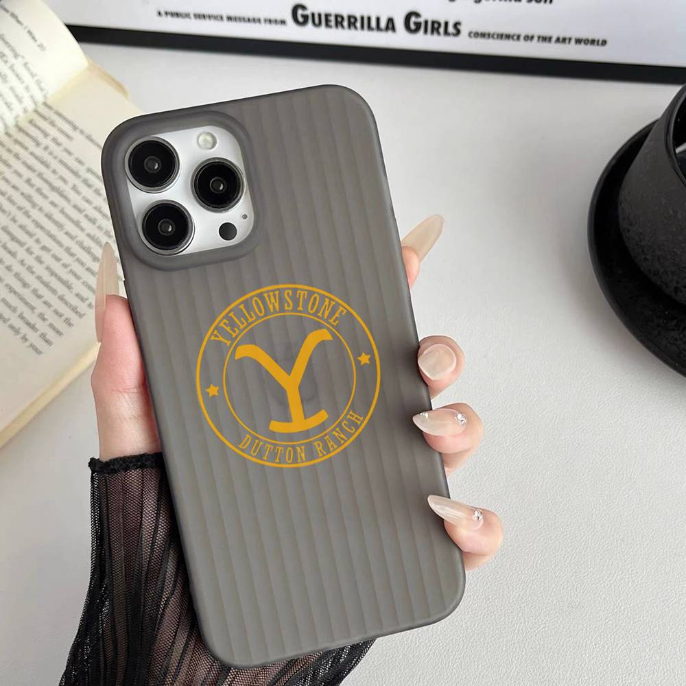 Y-Yellowstone Logo Corrugated Pattern For IPhone 17 16 15 14 13 12 11 16 Pro Max Plus Pro Non-slip Phone Cover