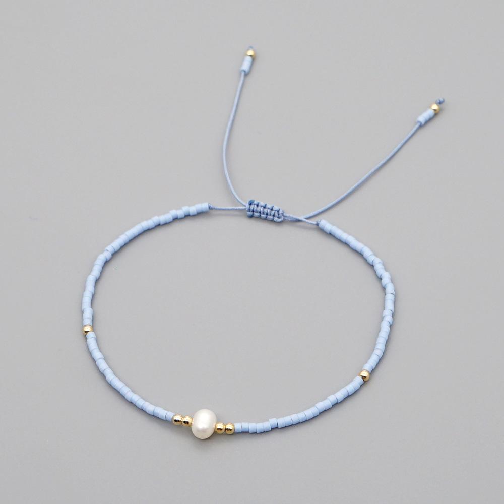 Retro Colorful Seed Bead & Faux Pearl Adjustable Bracelet - Trendy Hand-woven Jewelry for Women