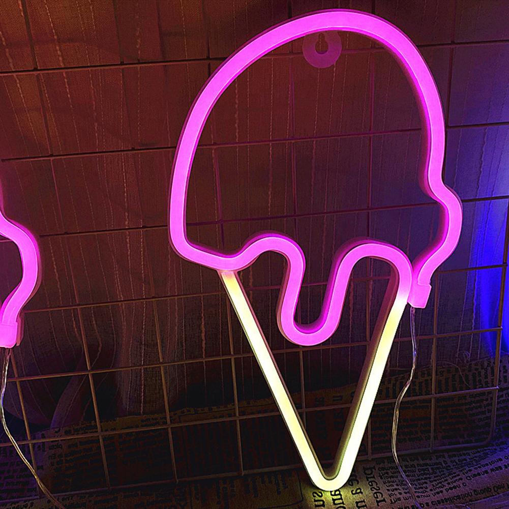 Ice Cream Neon Sign LED Light, Battery Or USB Powered Neon Light Up Signs, For KTV Pub Bar Party Home Bedroom Decorations Aesthetic Birthday Gifts