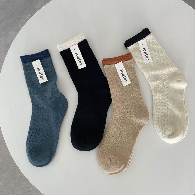 [4-Pair Set] Rogas Daily Two-Tone Punching Spring Socks Evenly_4 pair set