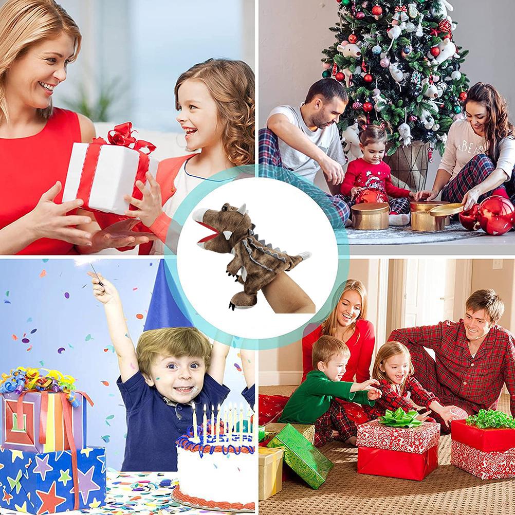 Păpușă de mână cu dinozaur de 11,8 inci Jucărie de plus Tirannozaur Păpușă moale pentru copii