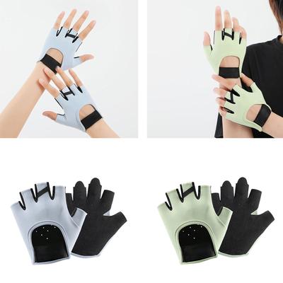 1 Paar Gewichthebehandschuhe Handflächenschutz Silikon Rutschfest Fünffinger Trainingshandschuhe für Radfahren Fitness Übung