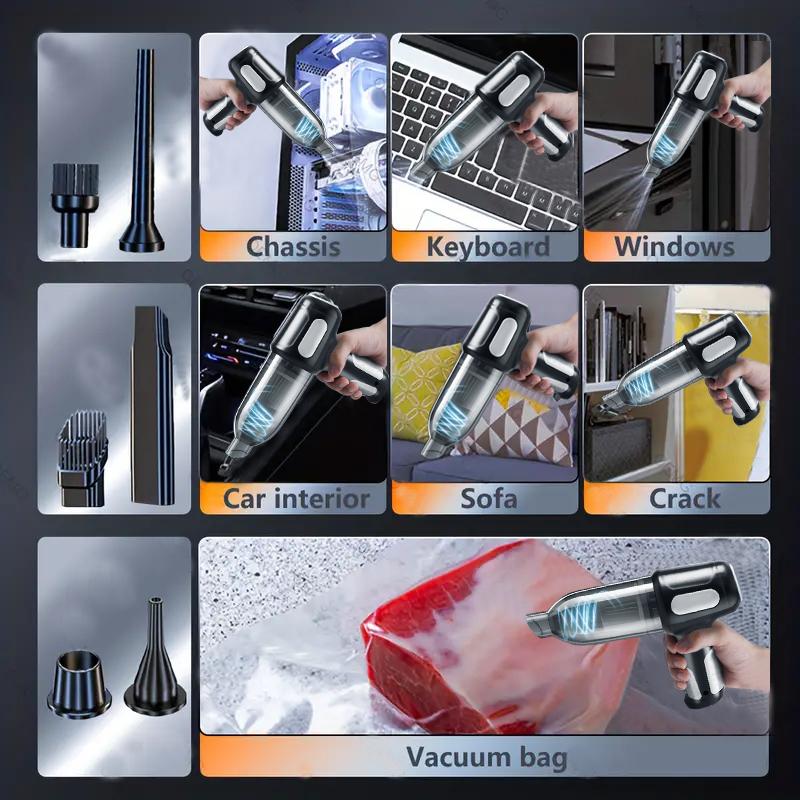 Air Duster, Cordless Vacuum. Portable Air Blower, 2024 Best Car Vacuum Cleaner, Brushless, Strong, Low Noise Long Lasting Batter