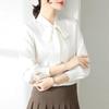 Acetate Satin French Court Shirt: 2025 Spring/Autumn Bow-Tie Blouse