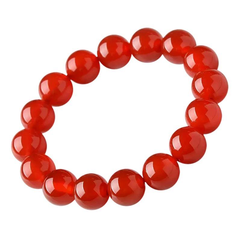 Red Agate Zodiac Bracelets for Men and Women - Natural Beads with Red String Chalcedony Beads ~6mm