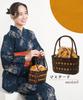 Nishiki Bamboo Basket Bag, Perfect for Yukata and Jinbei, with Detachable Drawstring, Large Capacity Handbag (Mustard901)