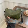 Vintage Leather Shoulder Bag for Women Retro Underarm Baguette Bag Small Crossbody Purse with Wide Strap Zipper Handbag Casual Daily Clutch
