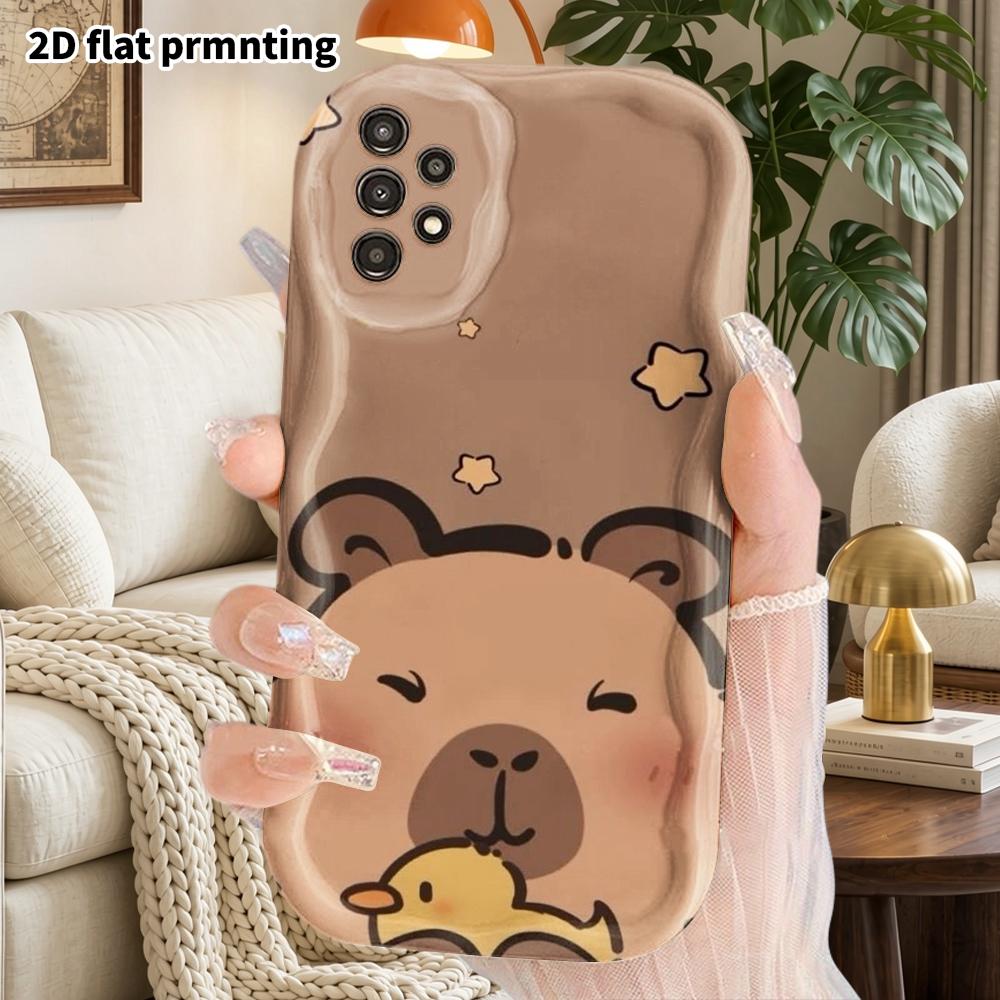 Phone Case: 2D Flat Samsung Galaxy A34 A35 M05 M06 S20 S22 S21 FE Plus 5G Protective Case, Couple Style, Smiling Capybara, Christmas and Halloween Gif