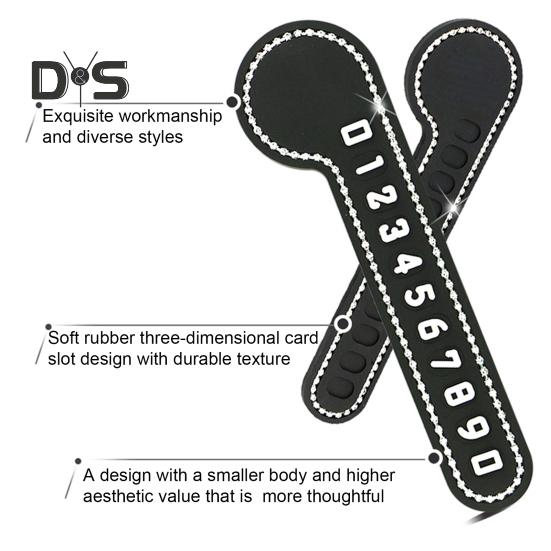 1 Set Slots Design Parking Number Plate Rhinestone Excellent Car Styling Phone Number Card Plate