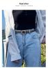 Women's Double-Sided Cowhide Leather Belt - Black, Casual & Versatile for Jeans
