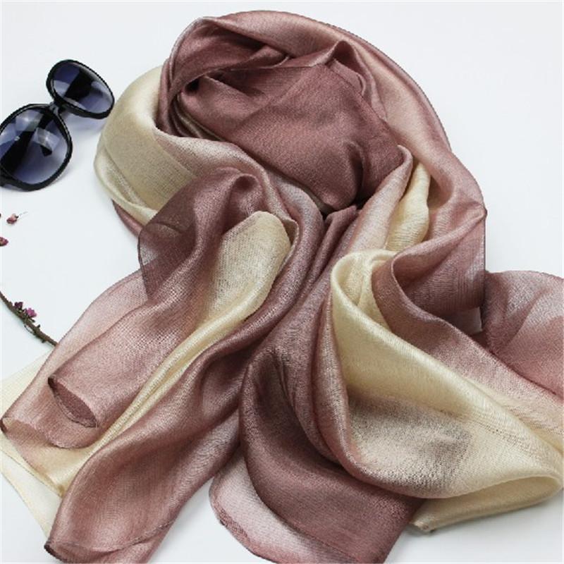 Lamaxapa 2018 New Fashion Summer/Autumn Solid Gradient Women/Lady Real 100% Silk Scarf Thin Shawls And Wrap Long Female Echarpe