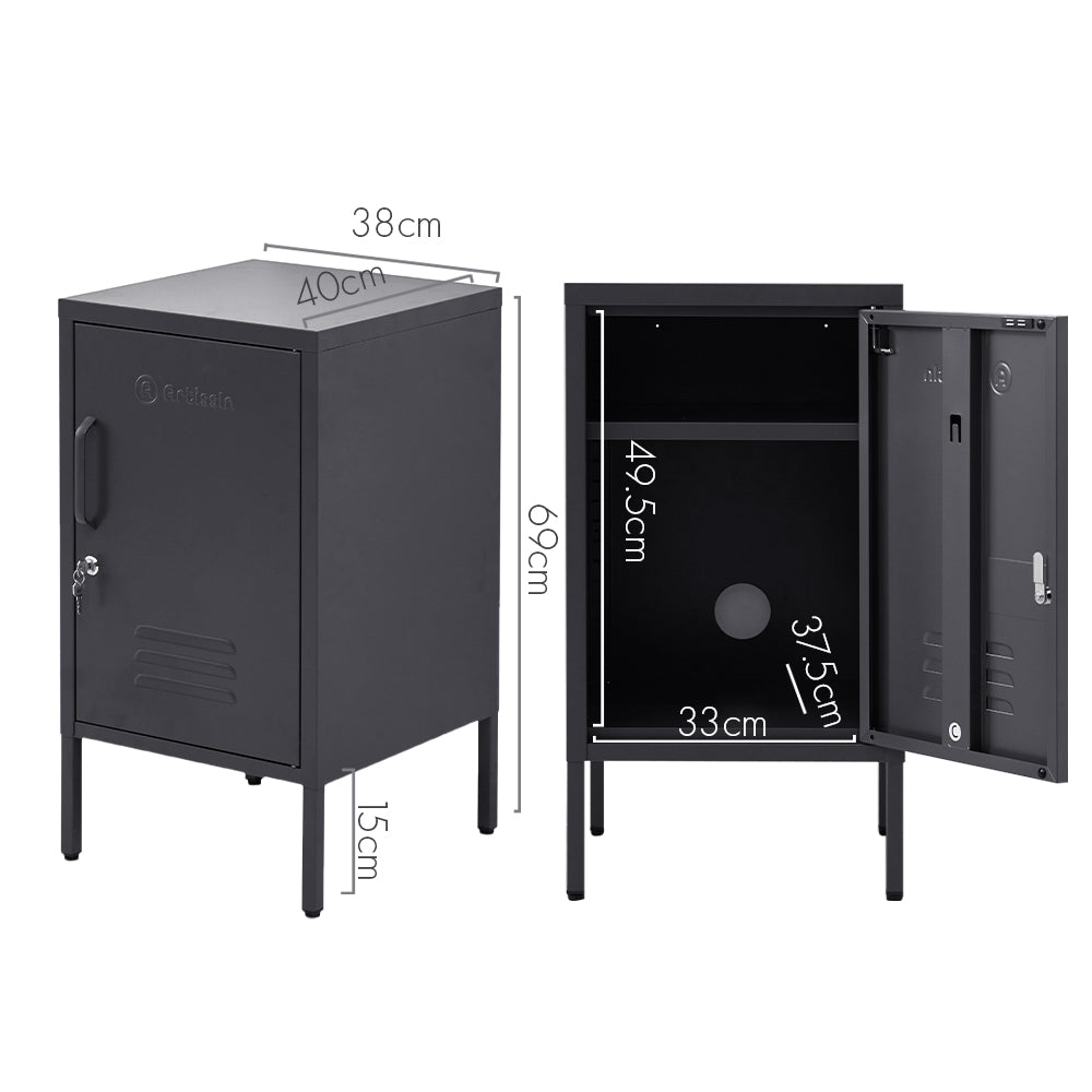 Bedside Tables Artiss Artissin Metal Locker Storage Shelf Filing Cabinet Cupboard Bedside Table Black