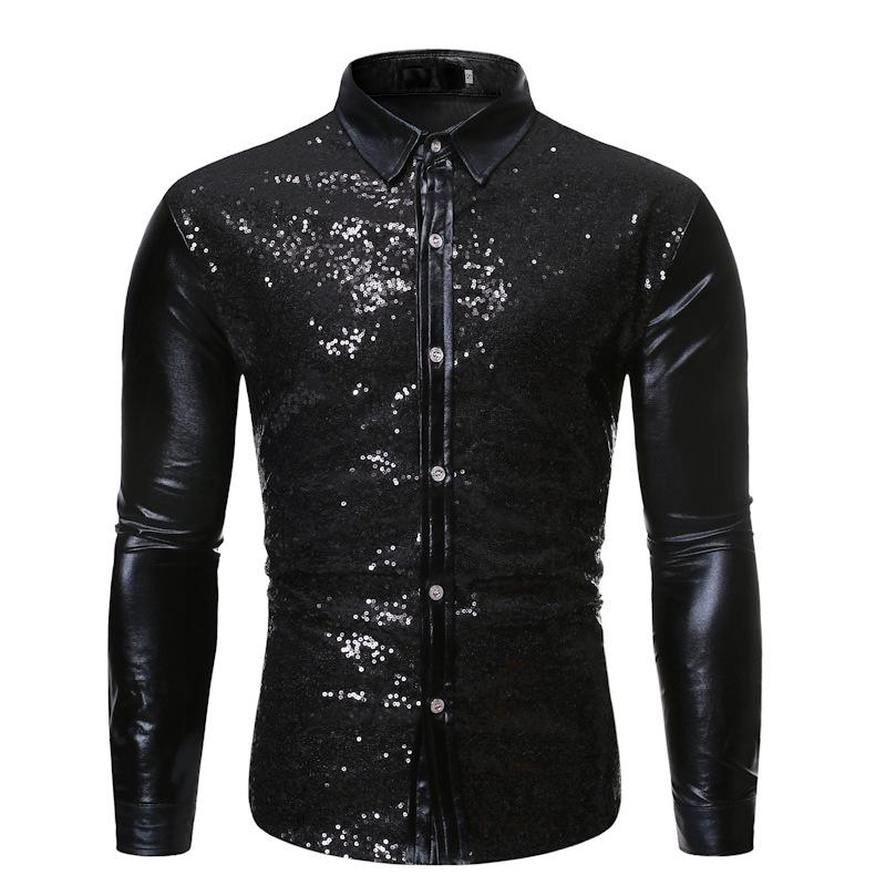 Autumn Cash Multicolor Cool Sequins Gilded Dance Clothes Shirt