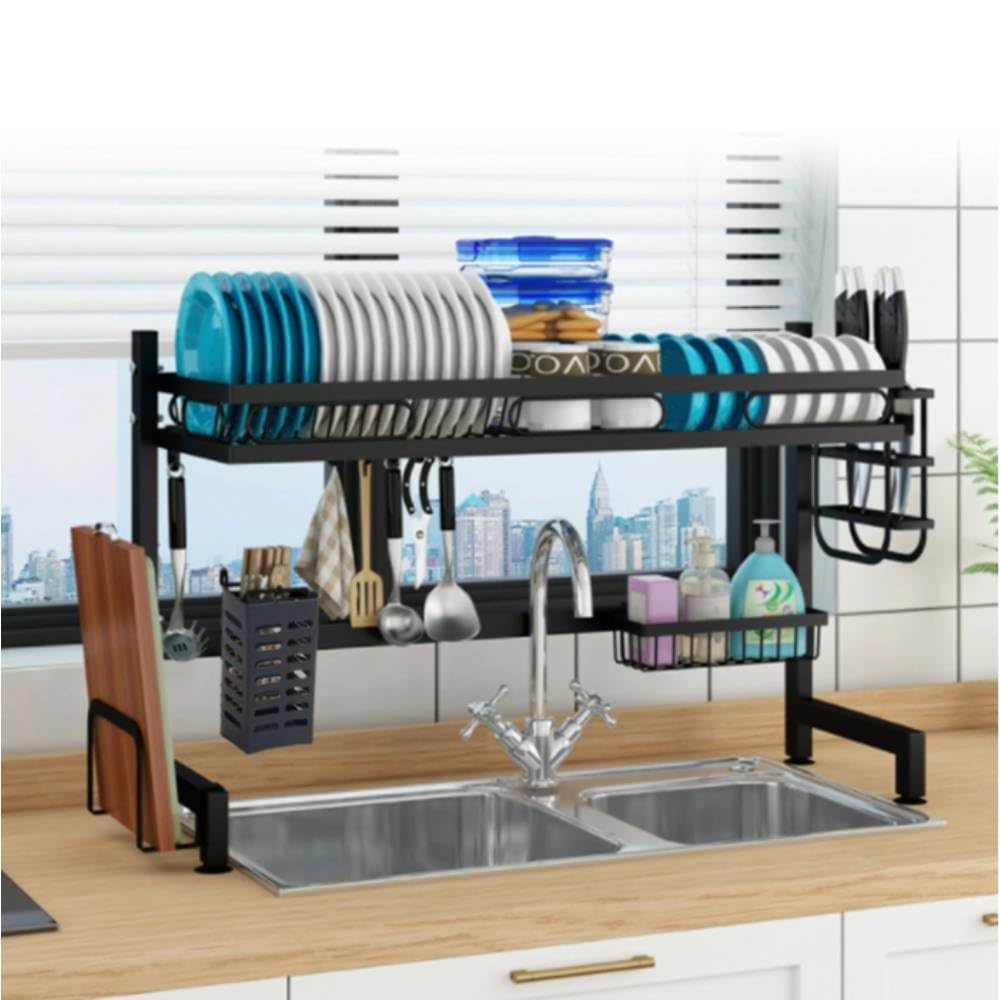 iimono117 Dish drainer over the sink 55cm Slim dish kitchen large chopstick cutting board stainless easy assembly rack, 2-tier, [width - 95cm] 2-tier