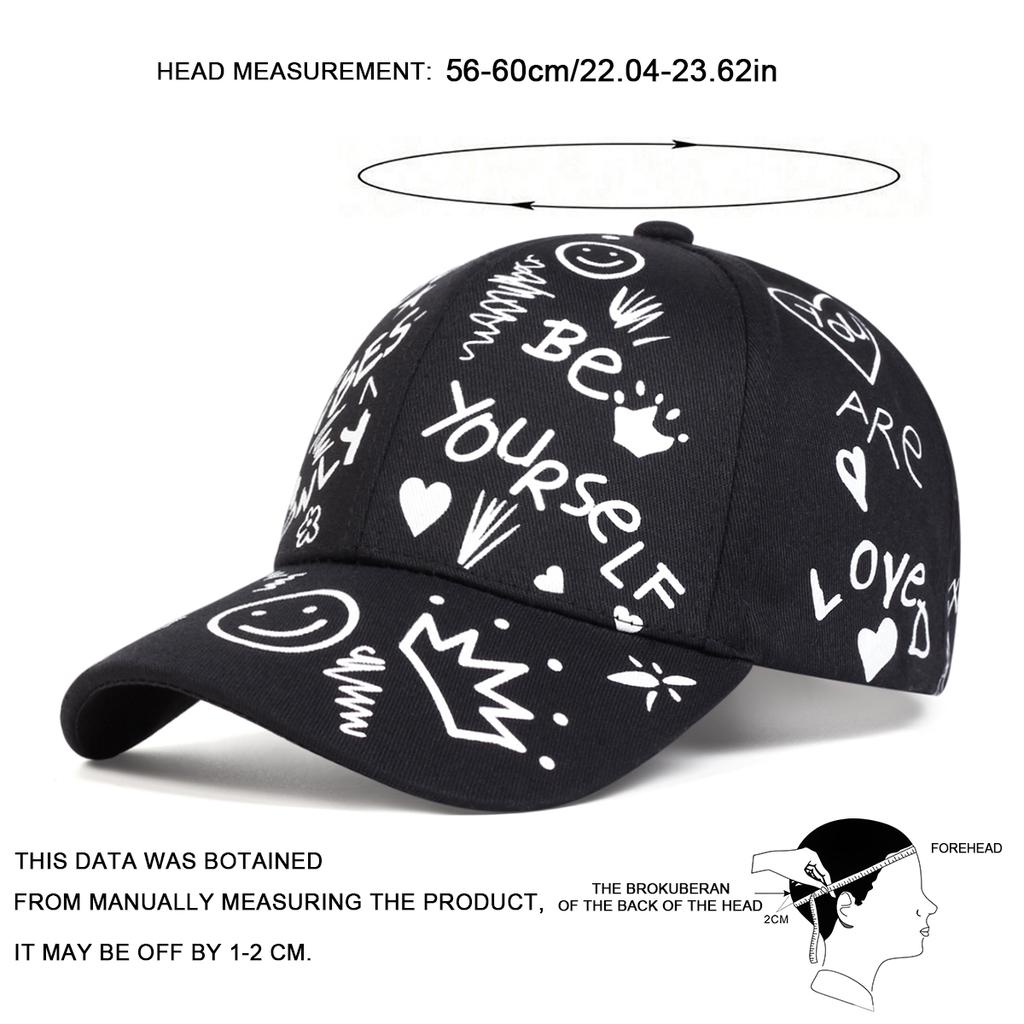 Unisex Smiling Face Graffiti Print Baseball Caps Spring Autumn Outdoor Adjustable Casual Hats Sunscreen Hat
