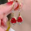 Luxe Crystal Rose Water Drop Earrings for Women - Elegant and Fashionable Pendant